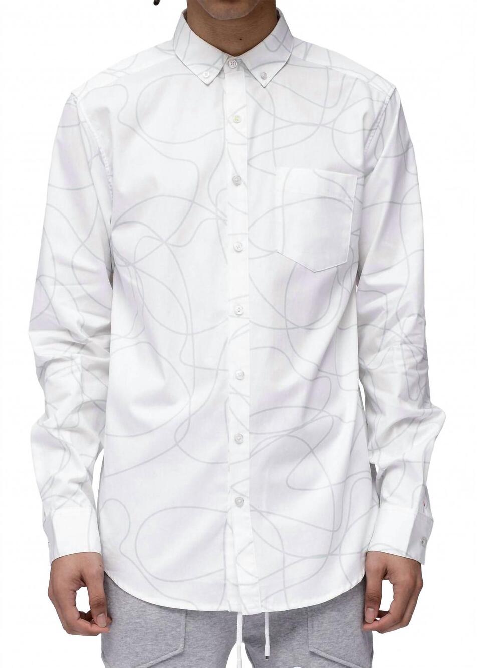 NEW ROBIN K long sleeve line print shirt in white